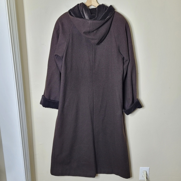 Vintage Charles Klein Wool Coat Women’s 10 Brown Velvet Trim Hood 90s Winter - Picture 5 of 9